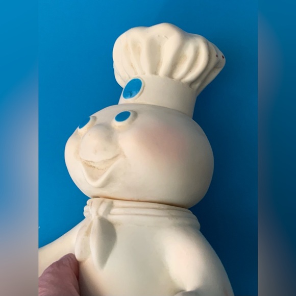 Vintage White Plastic Pillsbury Dough Boy with Blue Accents - Picture 4 of 16